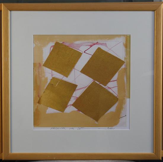 Sandra Blow (1925-2006) Ochre Squares / Red, 11.5 x 11.5in.